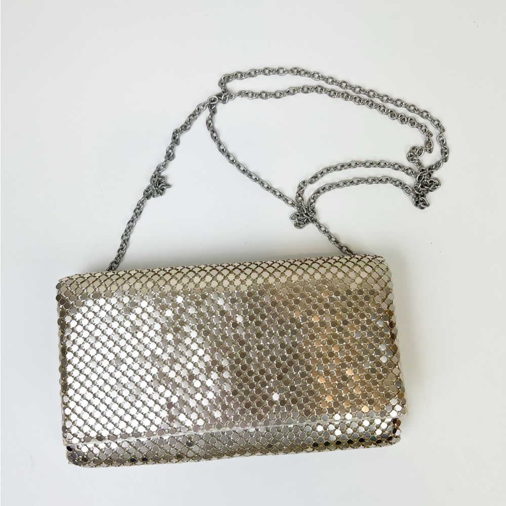 Jessica‎ McClintock Evening Bag Disco Mirrored Mesh Gold Mini Clutch